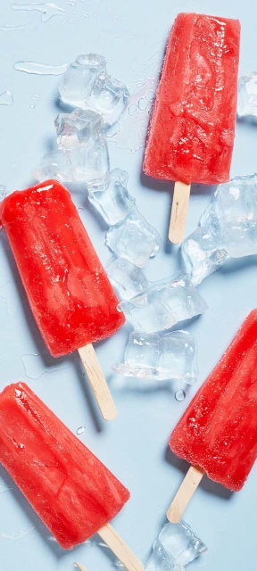 Red Popsicles With Ice Cubes