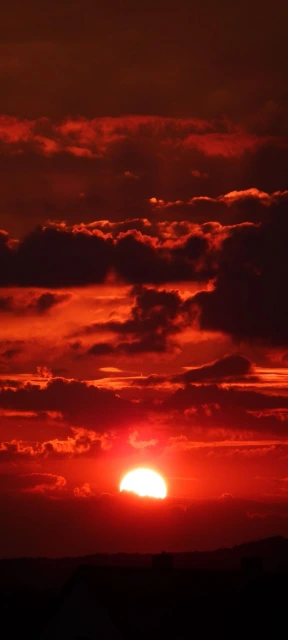 Red Sunset With Clouds