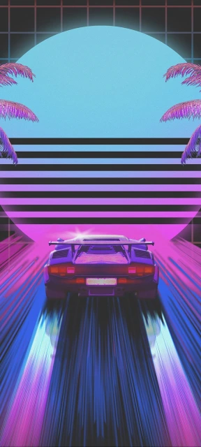 Retro Car Neon Sunset
