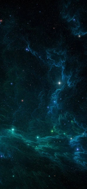 Blue and Green Nebula in Deep Space