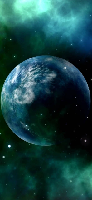 Blue Planet in Green Nebula