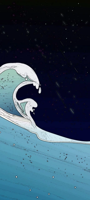 Blue Wave Against Starry Sky