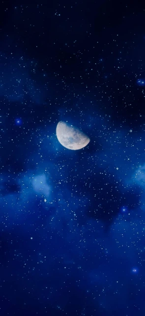 Crescent Moon in Starry Night Sky