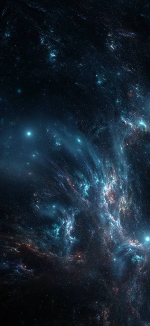 Deep Space Nebula With Blue Stars