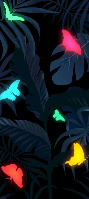 Glowing Butterflies Wallpaper