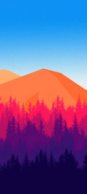 Gradient Mountain Forest Wallpaper