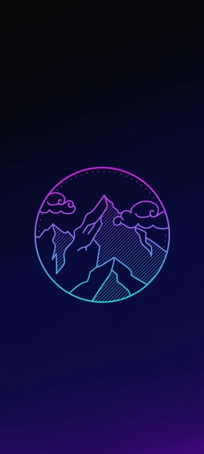 Gradient Neon Mountain Circle Wallpaper