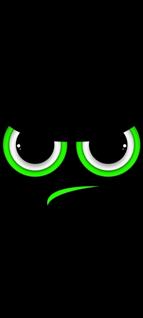 Green Angry Eyes on Black