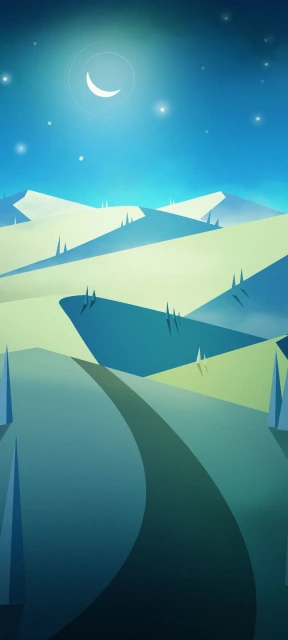 Minimalist Moonlight Landscape