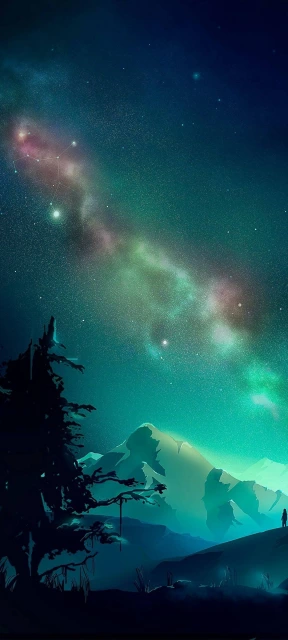 Mountain Landscape With Aurora