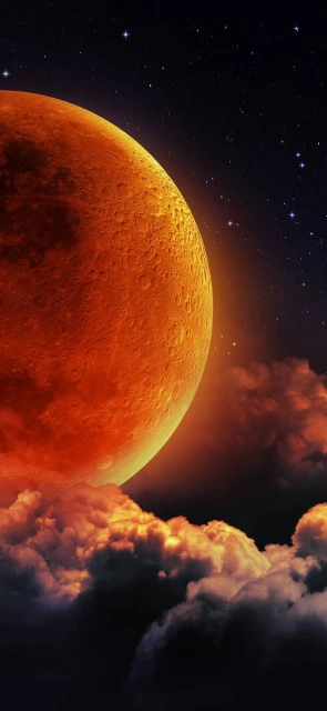 Orange Planet Above Clouds