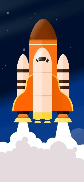 Orange Rocket Launch Illustration