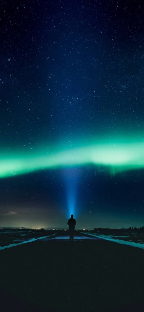 Person Under Green Aurora Borealis