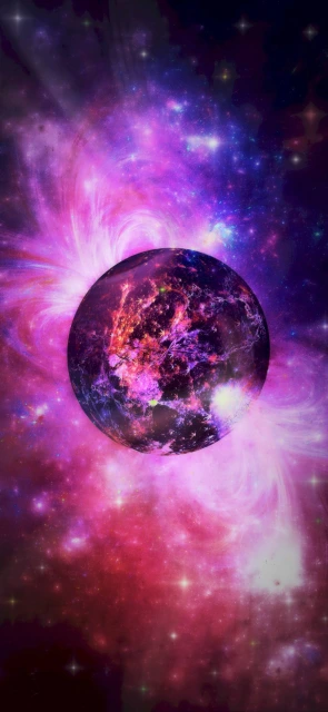Planet in Pink and Purple Nebula