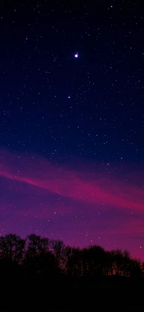 Purple Aurora Sky With Stars