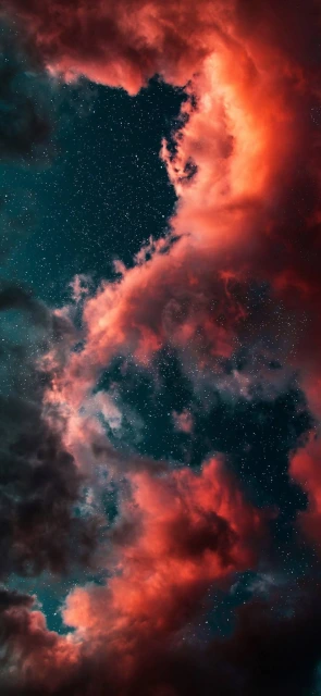 Red and Teal Cosmic Clouds