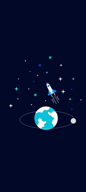 Rocket Flying Past Earth and Moon
