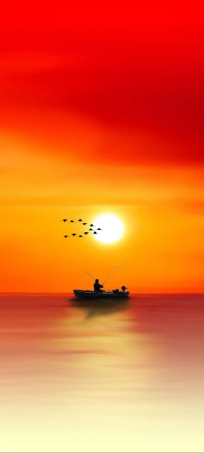Silhouette Boat Sunset Sky