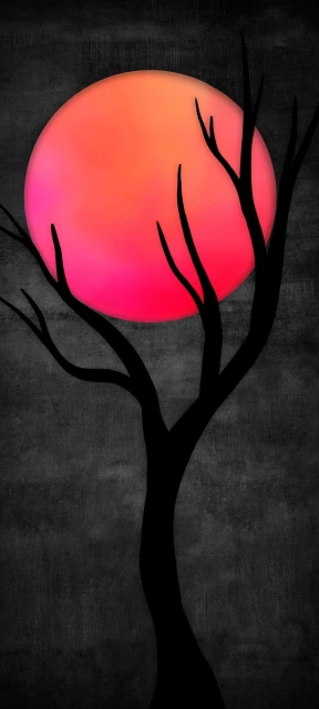 Silhouette Tree With Pink Sun