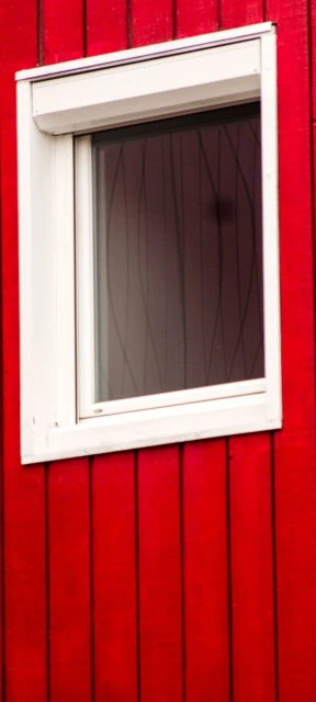 White Window on Red Wooden Wall