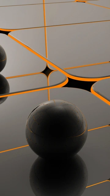 Abstract Spheres With Orange Lines