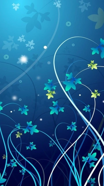 Blue Floral Abstract Wallpaper