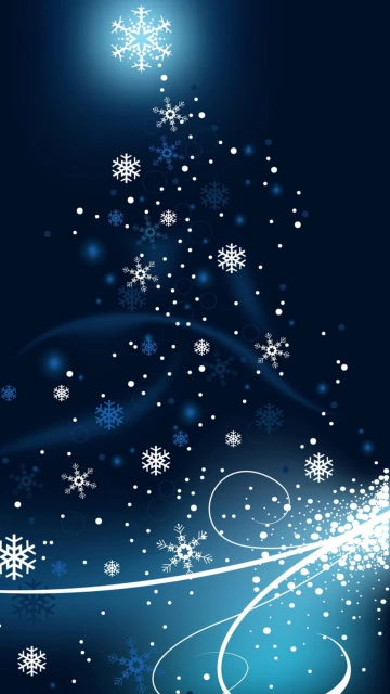Blue Snowflake Christmas Tree Background