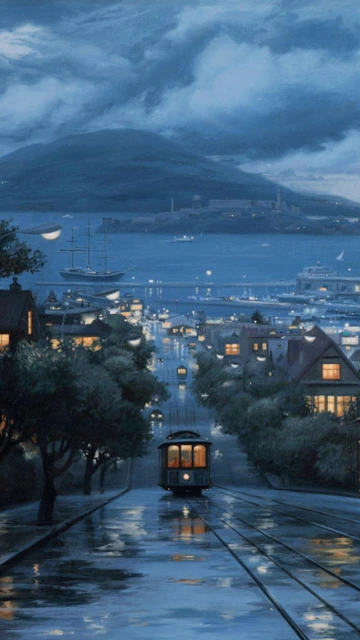 Cable Car Street at Dusk