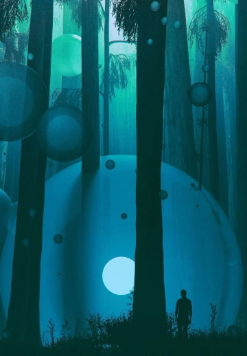 Moon Between Trees