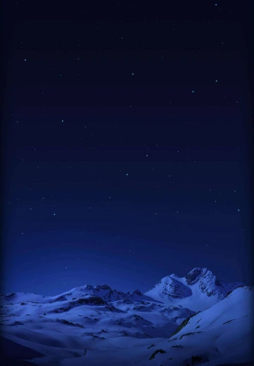 Night View Snowy Mountains