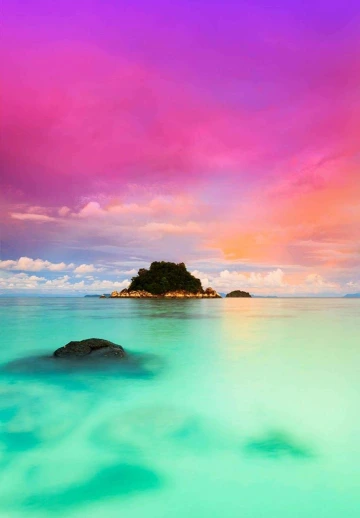 View Of Island With Clouds
