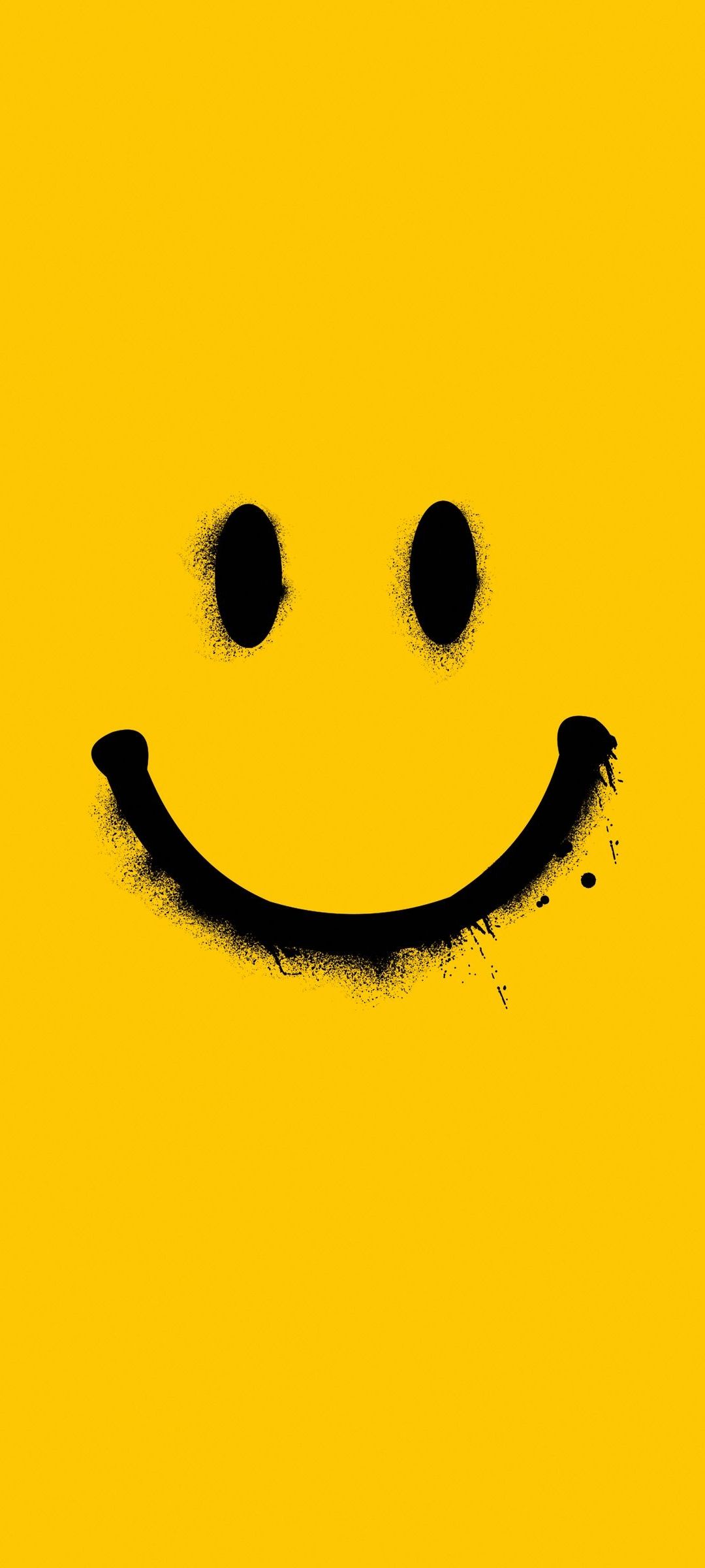 Yellow Black Smiley Phone Wallpaper