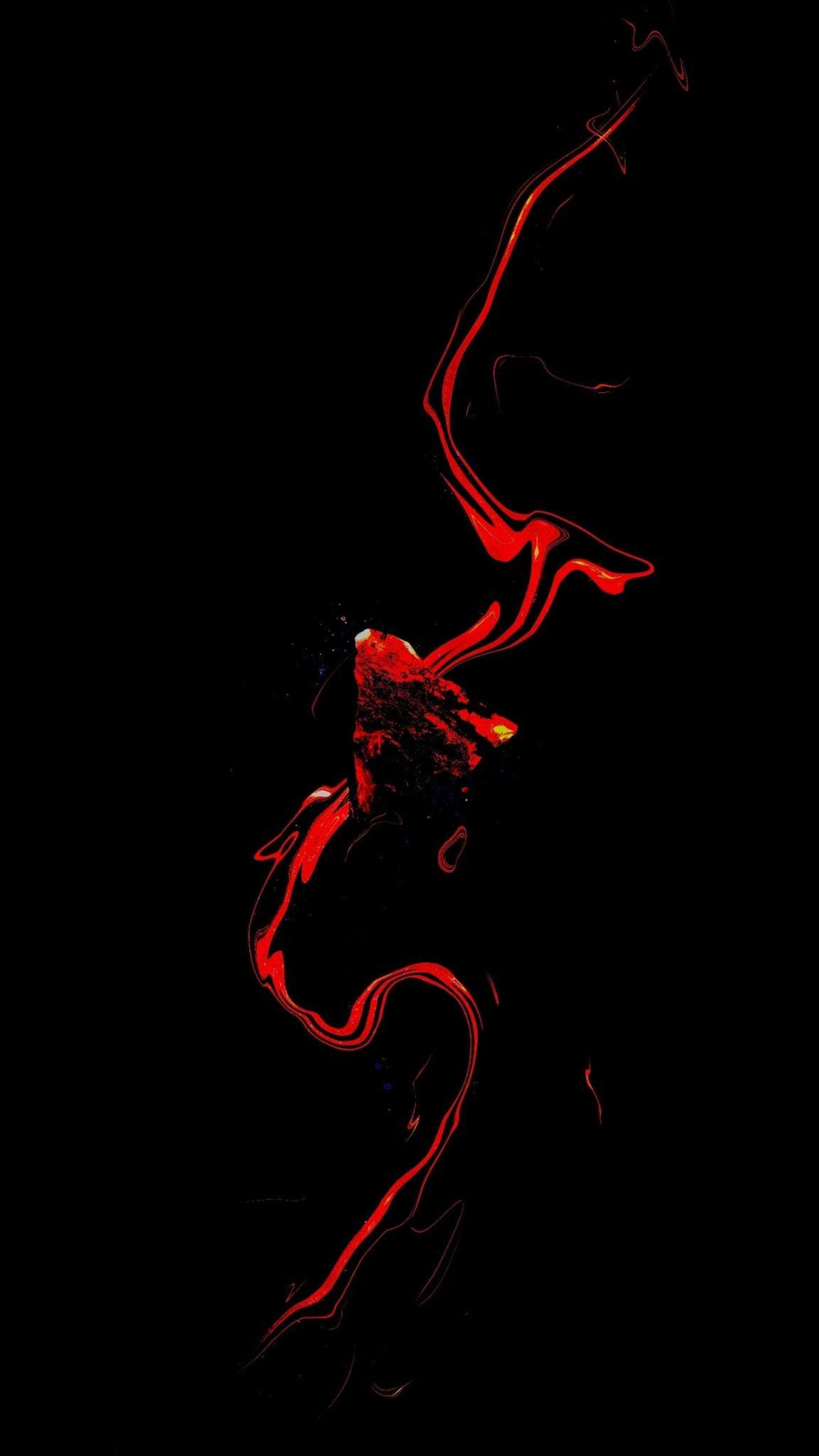 Amoled Red Black Abstract Wave 4K Phone Wallpaper
