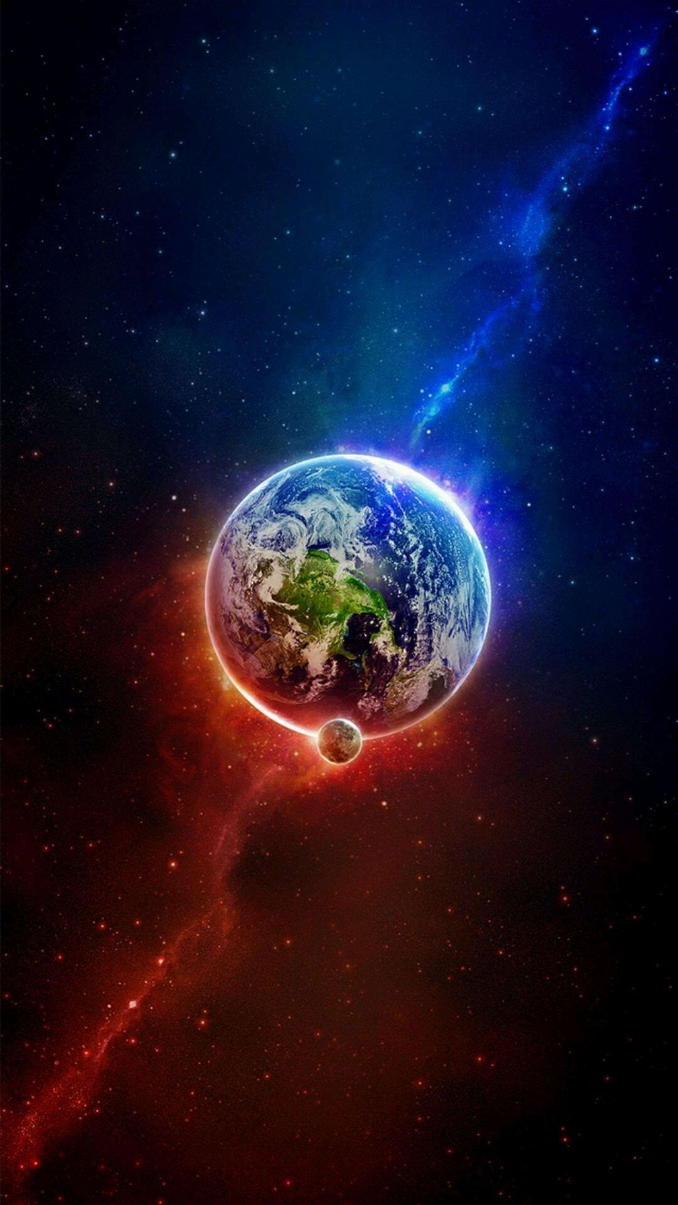 Blue  Red Earth Planet 4K Phone Wallpaper