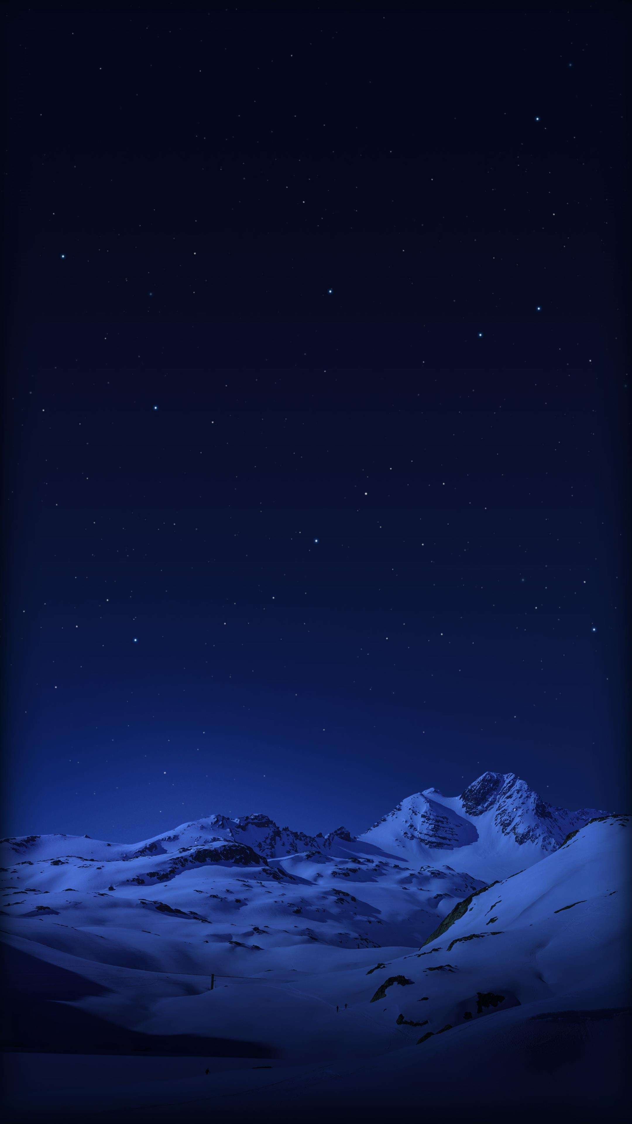 Night View Snowy Mountains 4K Phone Wallpaper
