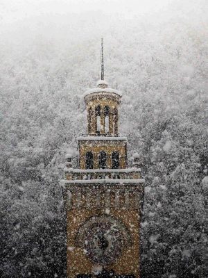 Clock Tower Covered In Snow iPad Wallpaper 300x400 - iPad Wallpapers